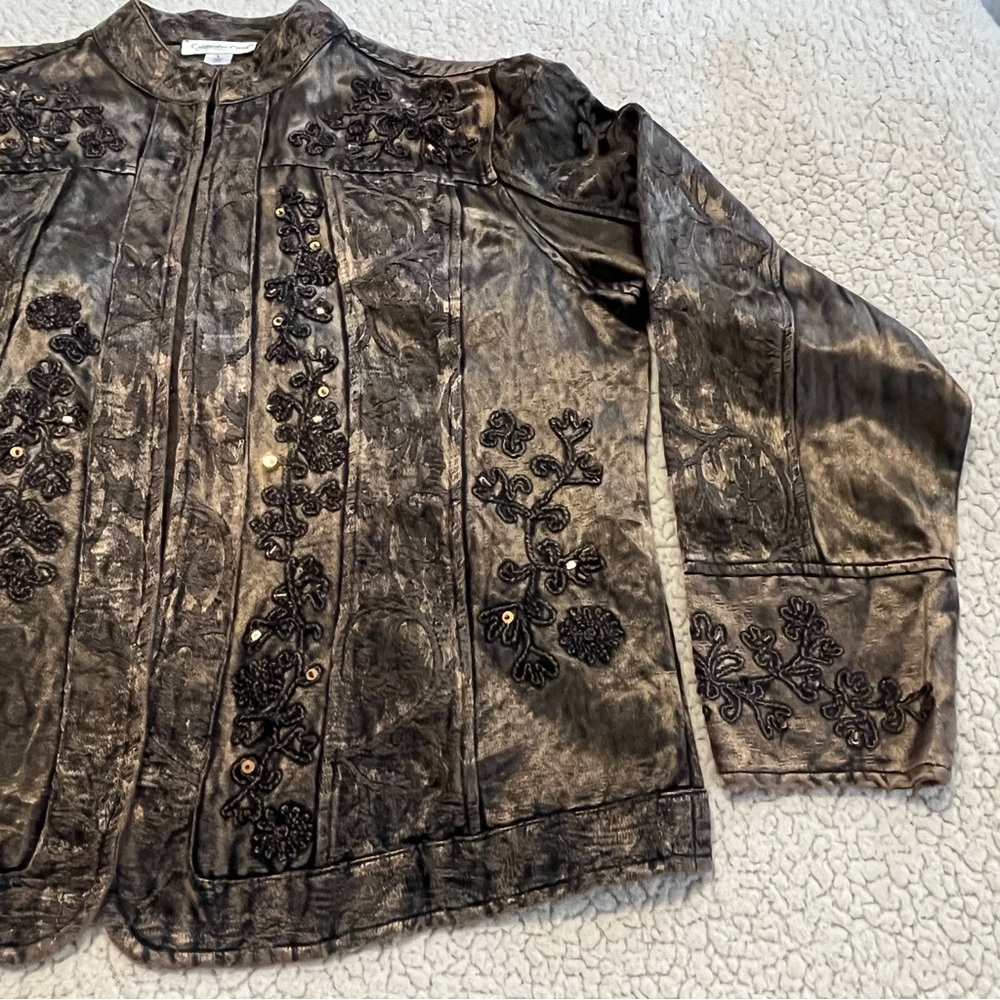 Coldwater Creek Women’s Bronze Sheen Embroidered Jacket Size‎ Large - Picture 2 of 16